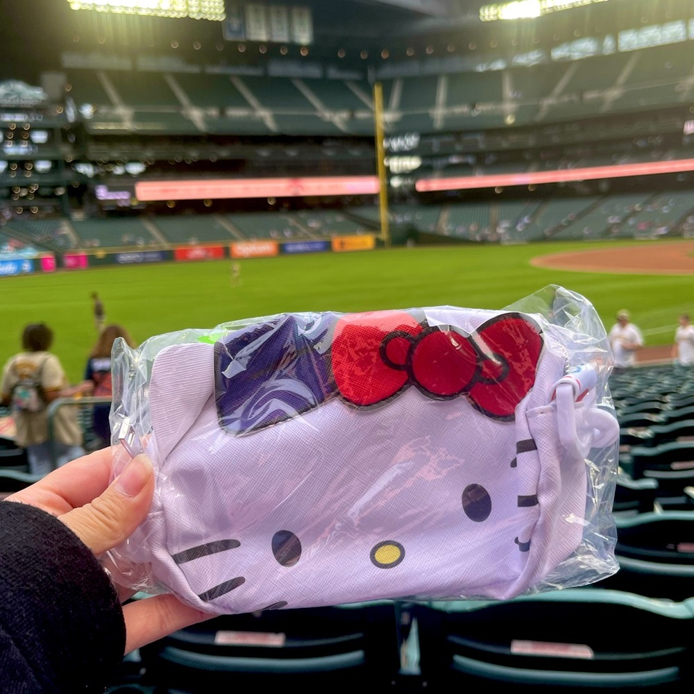 Hello Kitty + Seattle Mariners baseball merch collab. Crossbody bag.